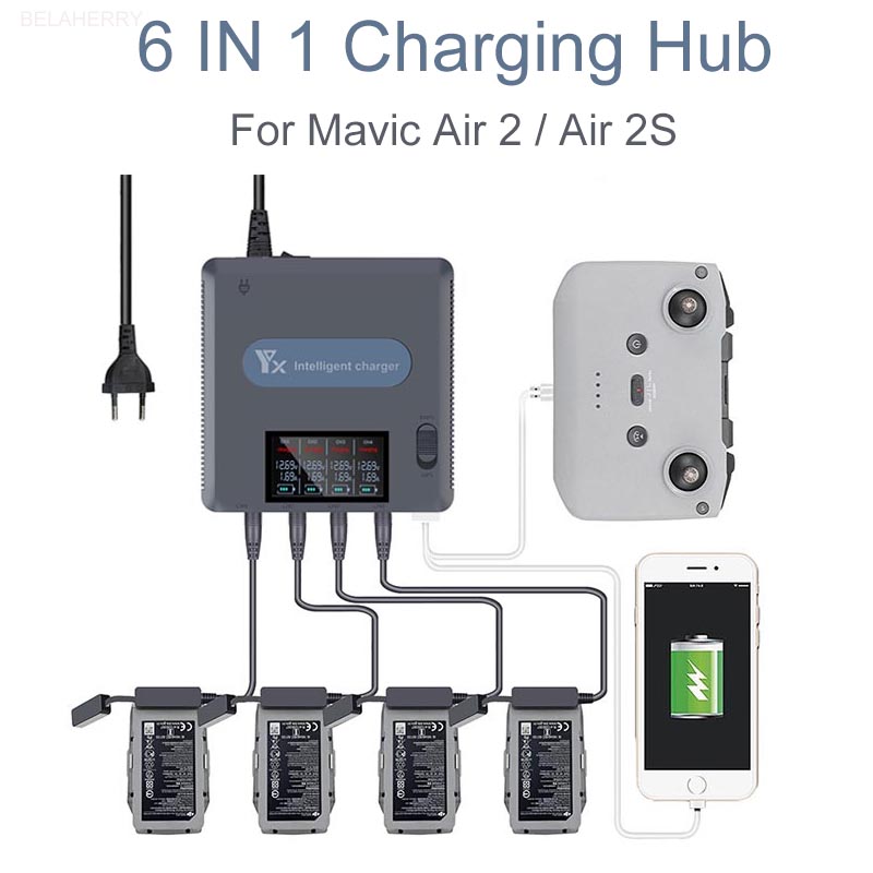 Fpv Drone Charger - 6ใน1แบตเตอรี่สำหรับ DJI Mavic Air 2 /2S